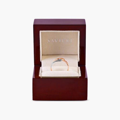 Pierścionek zaręczynowy Minimalism: dwukolorowe złoto, z diamentem